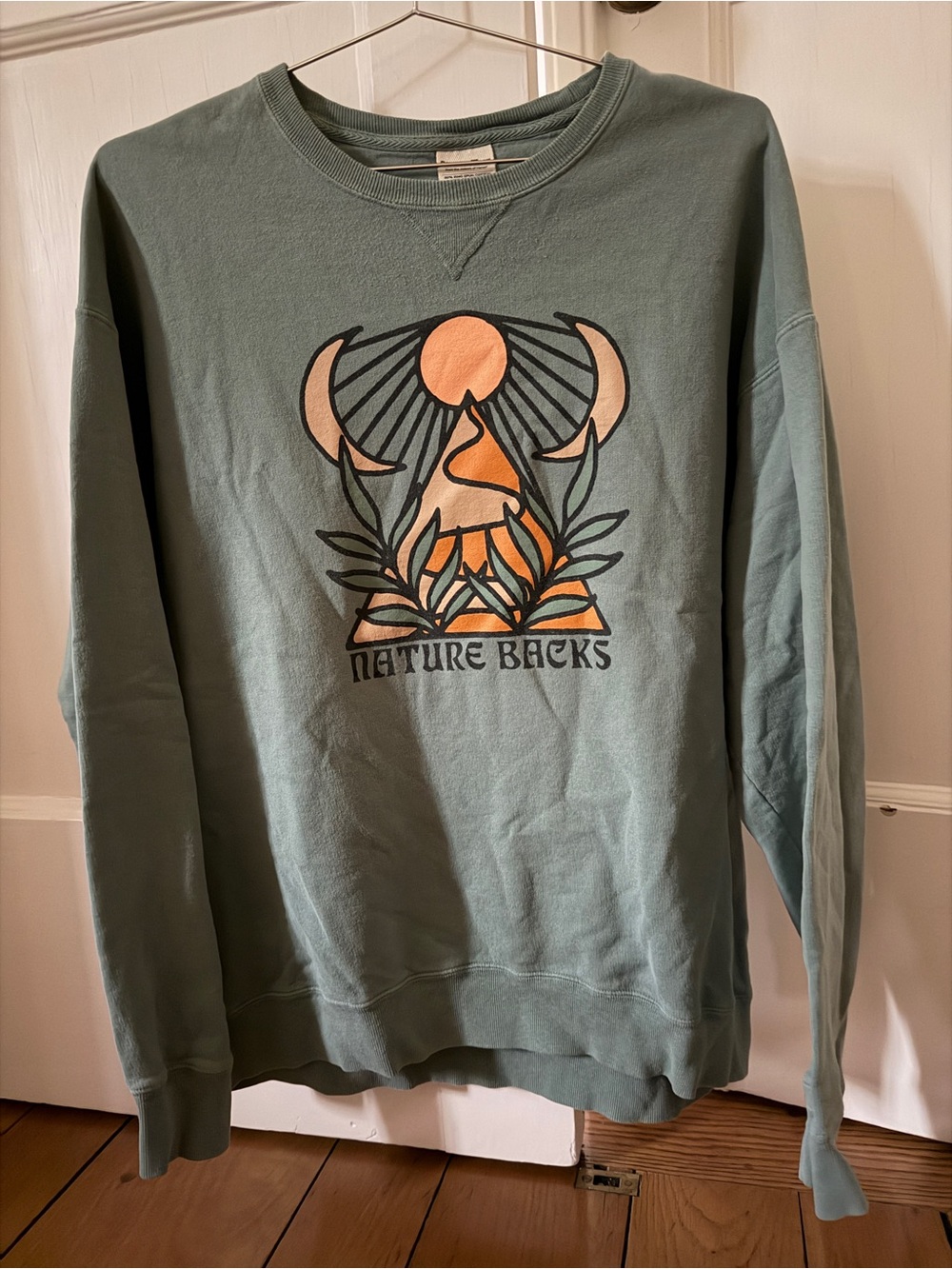 Vintage Comfort Wash green Nature Backs crewneck sweatshirt L